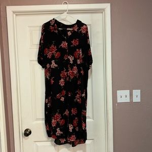 Lane Bryant floral chiffon maxi button down blouse